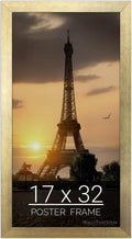 wallsthatspeak 17x32 Gold Picture Frame for Posters and Puzzles
