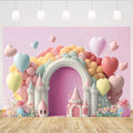 Arch Balloon Floral Castle Background for Birthday Parties