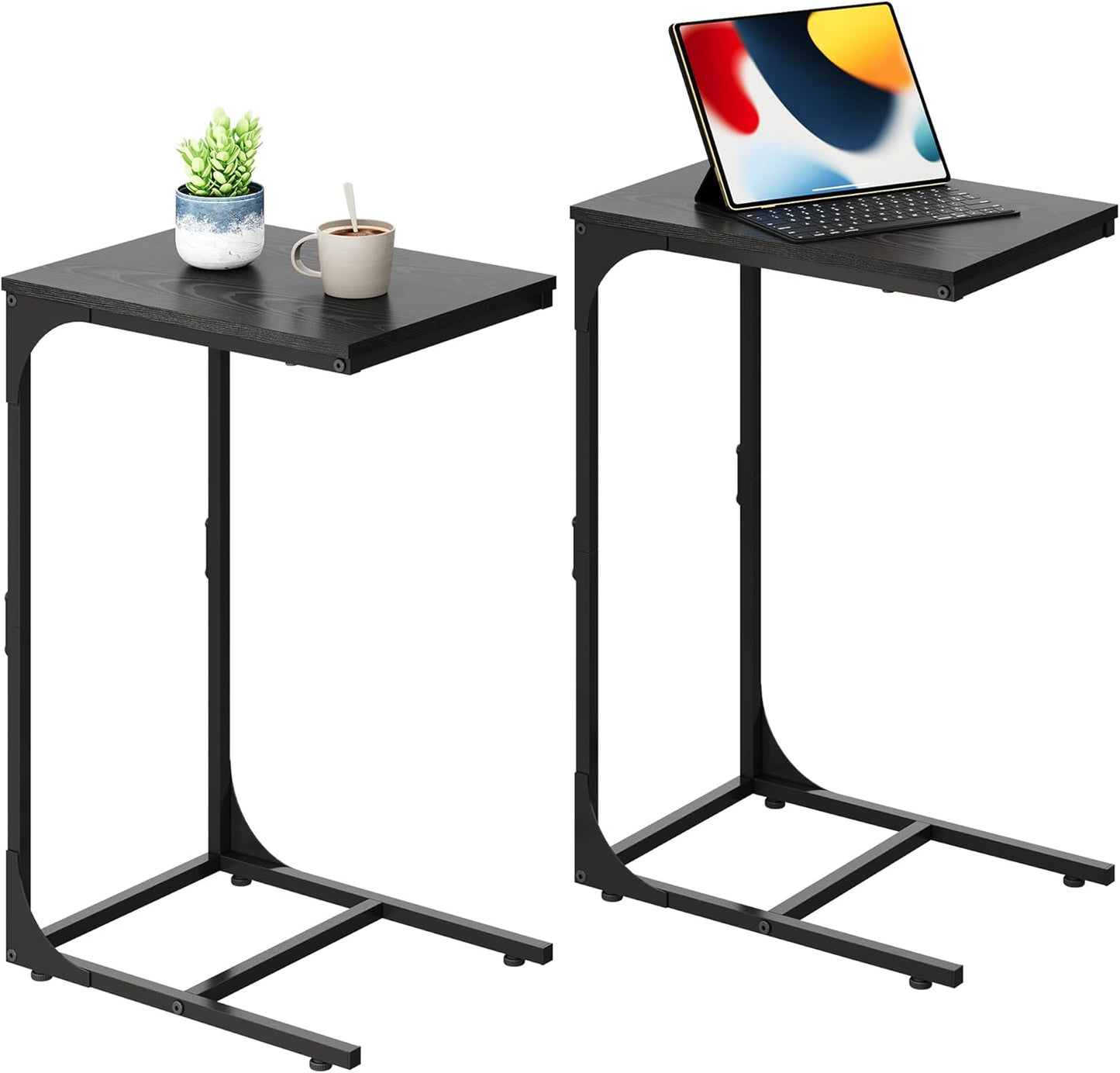 C-Shaped End Table Set of 2 for Small Spaces and Versatile Use