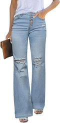 High Waisted Ripped Flare Jeans for Women - Flattering Stretch Fit out