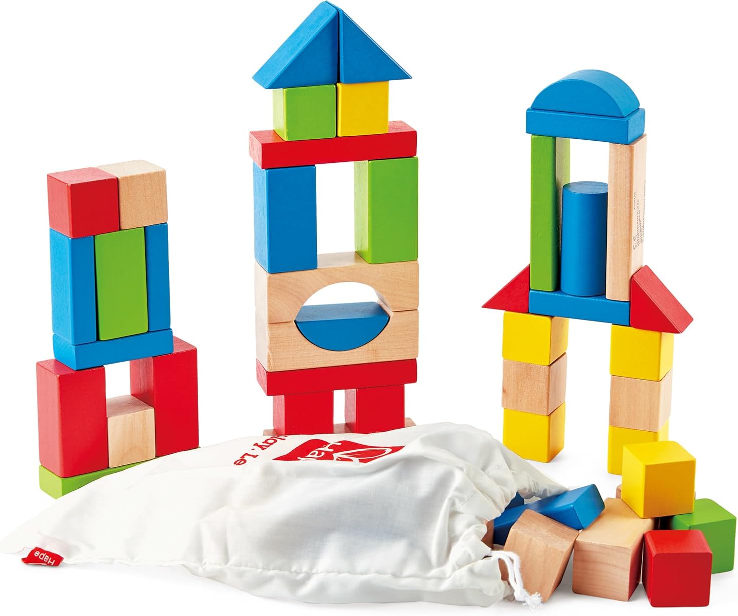 Hape Kids Building Blocks Set, 50 Bright Pieces