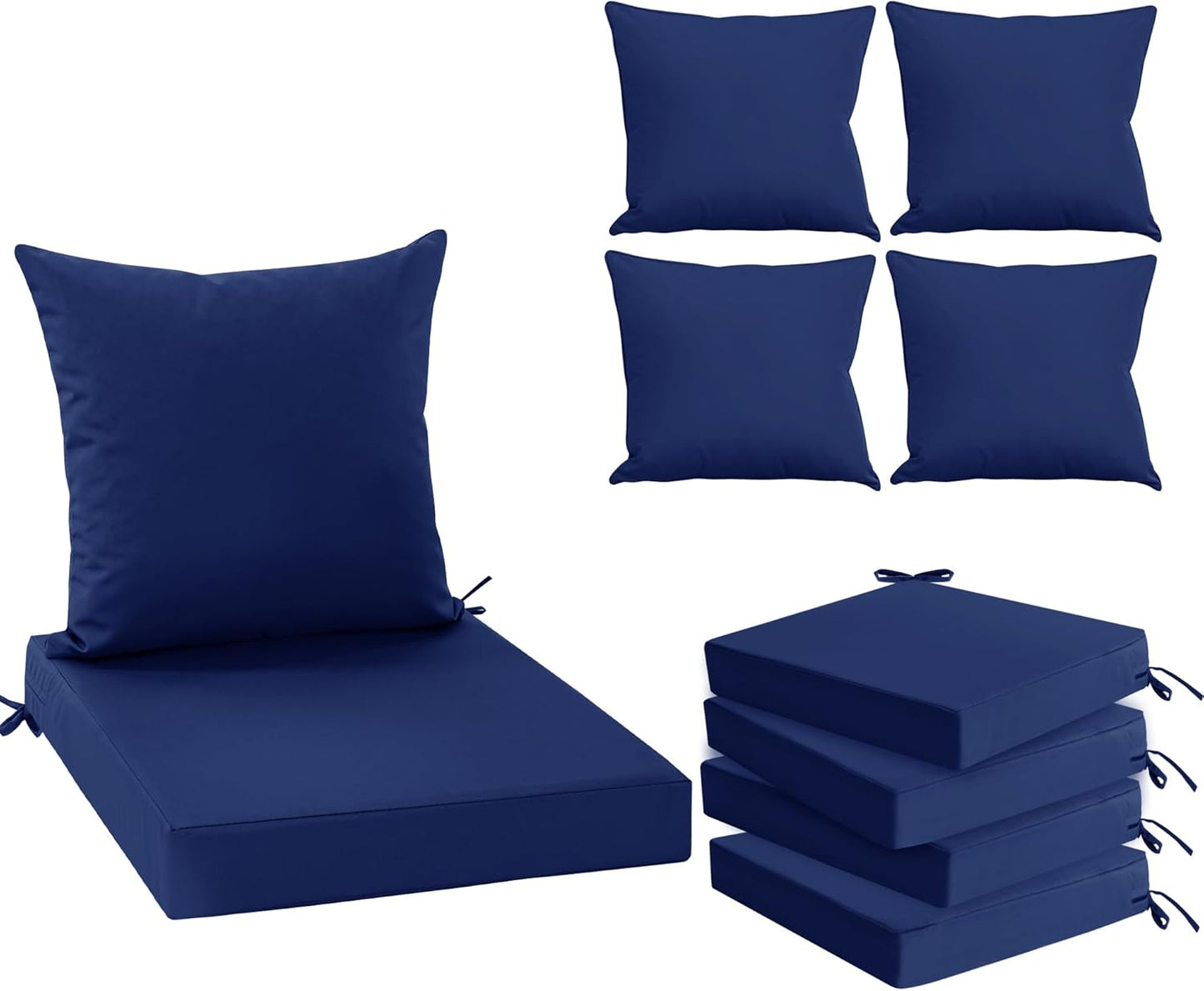 Patio Chair Cushion Set with Waterproof Backrest and Seat Cushions