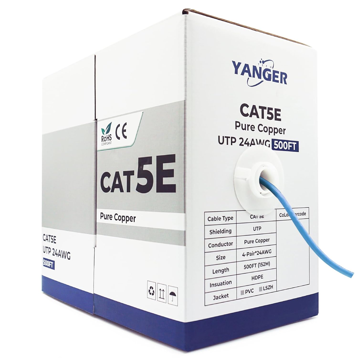 YANGER CAT5e Ethernet Cable 500ft for High-Speed Networking