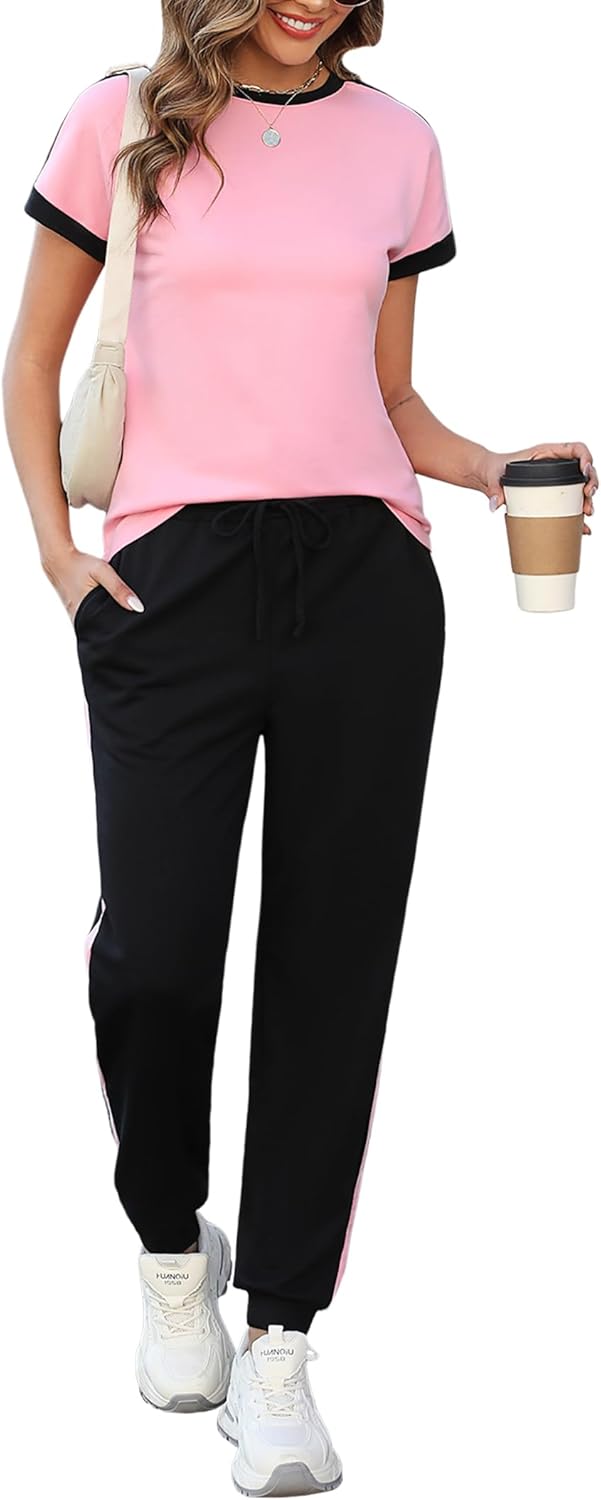 Marvmys Women Short Sleeve Tracksuit Set for Stylish Comfort