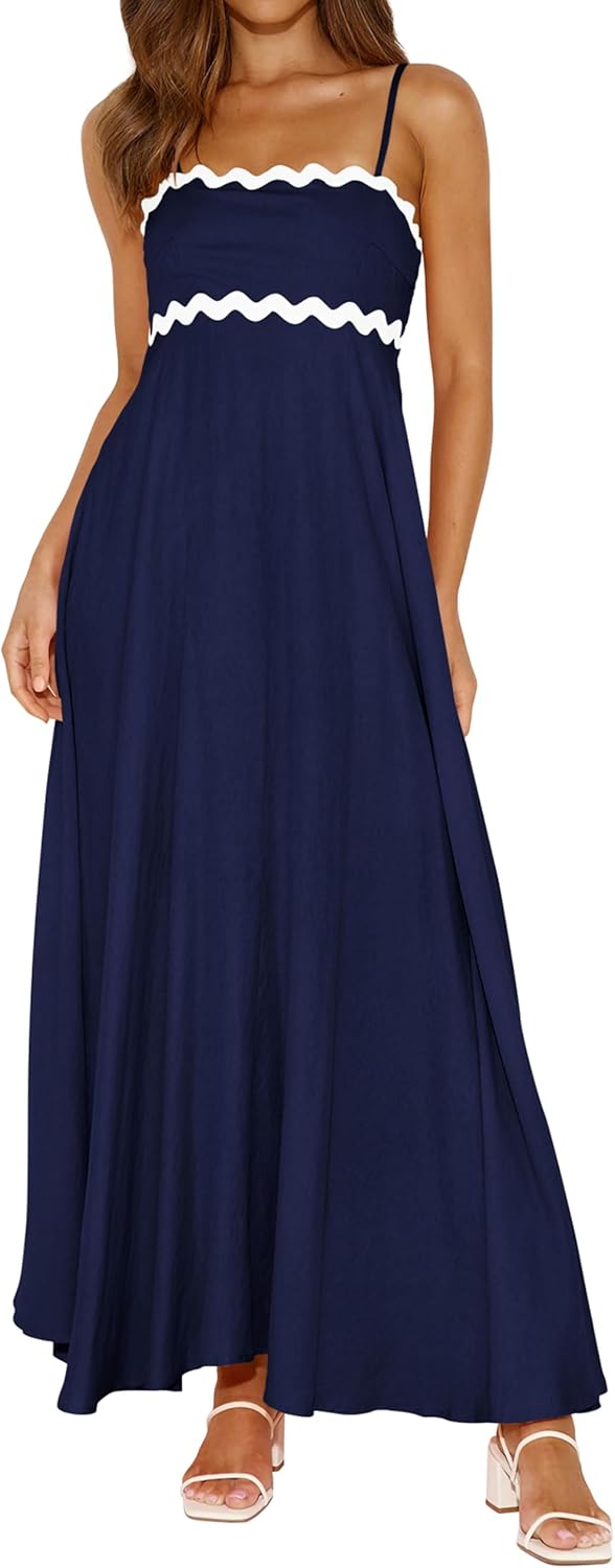 PRETTYGARDEN Womens Spaghetti Strap Maxi Dress for Summer Fun