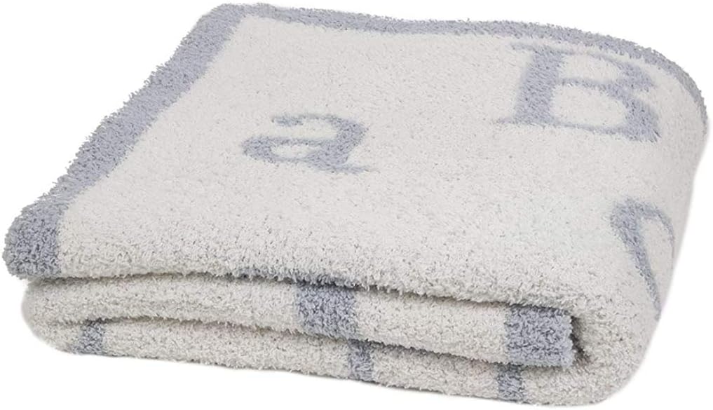 Barefoot Dreams CozyChic ABC Blanket for Baby in Ocean/Cream