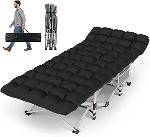 Heavy-Duty Portable Camping Cot for Adults with Mattress