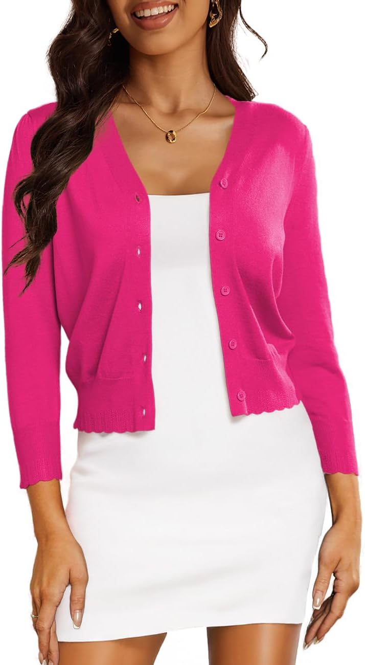 CPOKRTWSO Women's Cropped Cardigan for Dresses - Lightweight Style