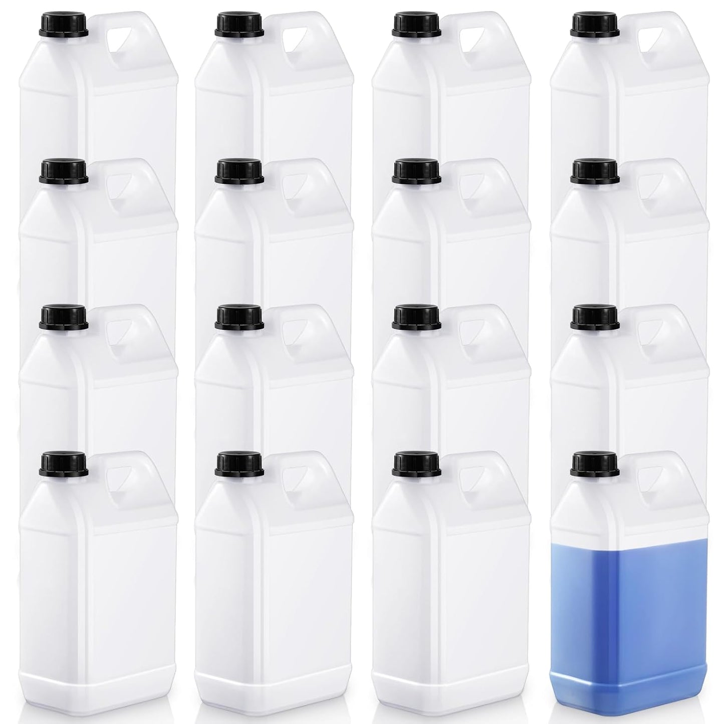 16 Pcs 1 Gallon Plastic Jug with Lids for Versatile Storage