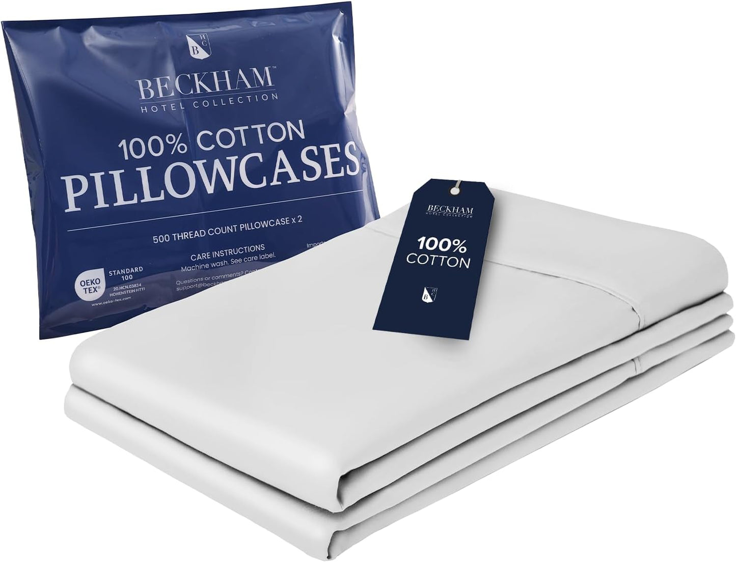 Beckham Hotel Collection King Size Pillow Cases Set of 2, 500TC