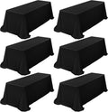 6 Pack Black Tablecloth 90 x 156 in Rectangle Tablecloth for 8 ft