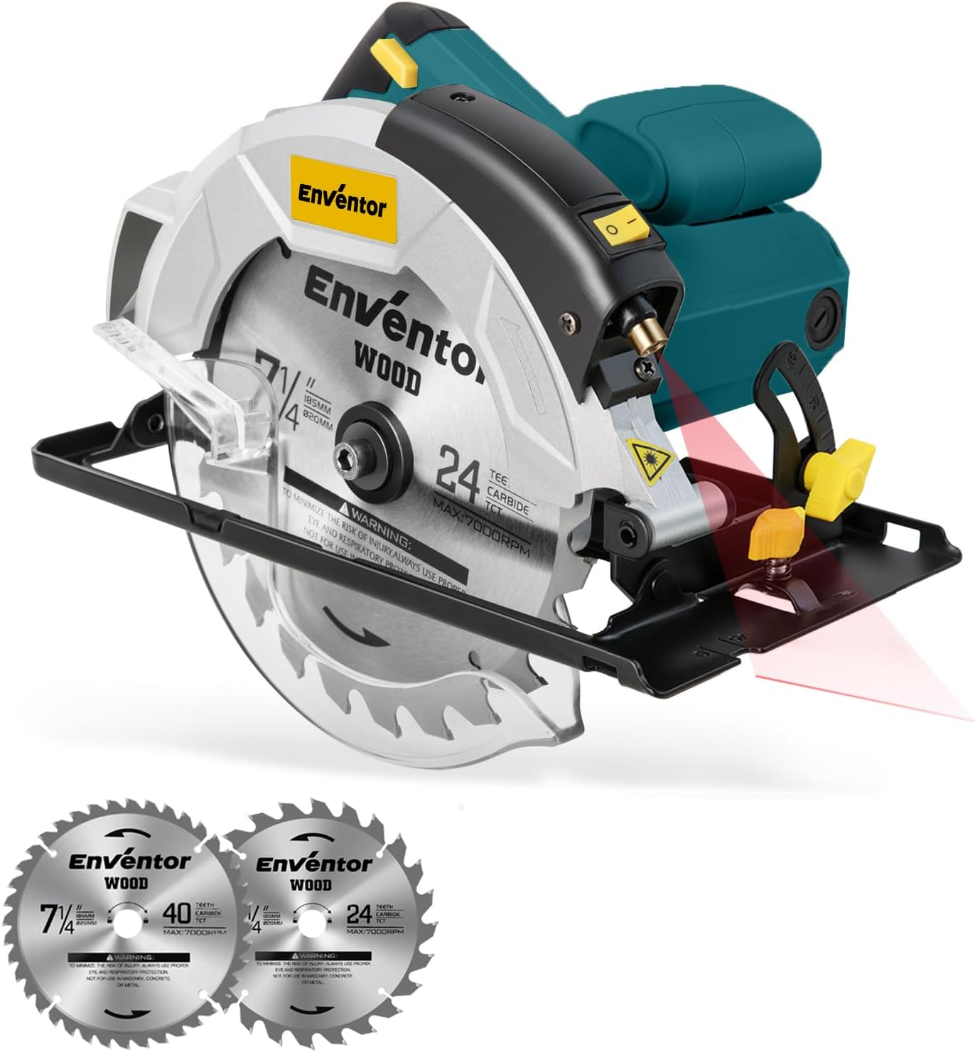 Enventor 7-1/4-Inch Circular Saw with Laser Guide and Blades