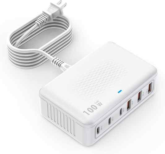 USB C Fast Charger 100W 6 Port Charging Station for All Devices