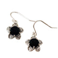 Handmade Bloom Once More Earrings - Recycled Black Depression Glass