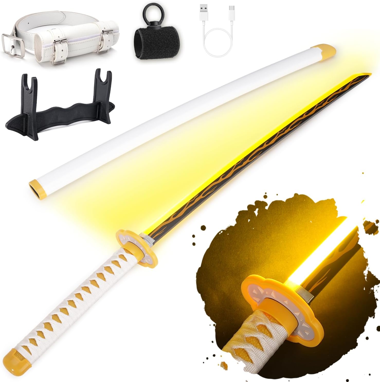 RENGENG Light Up Sword - 40 Inch Rechargeable Replica with Stand