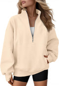 AUTOMET Womens Quarter Zip Oversized Sweatshirt - Cozy Mock Neck Fit