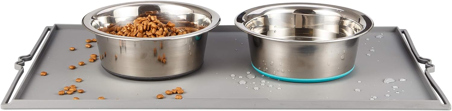 PEGGY11 Deep Stainless Steel Anti-Slip Dog Bowls with Mat