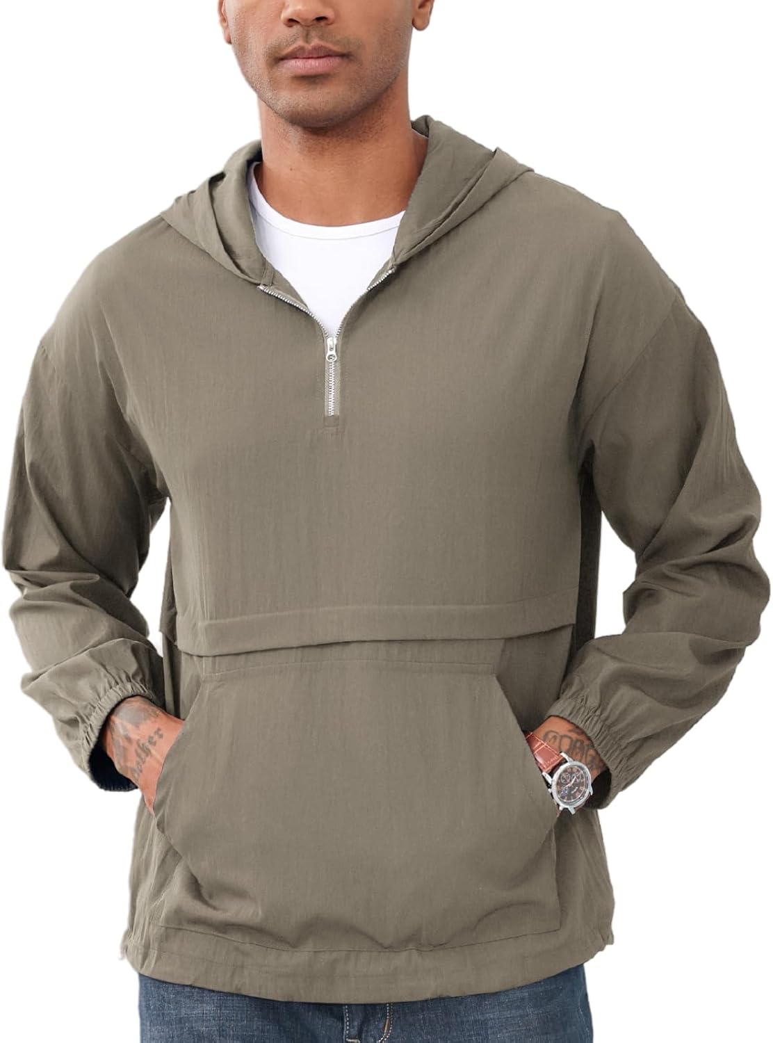 Opomelo Men's Lightweight Quarter Zip Hoodie