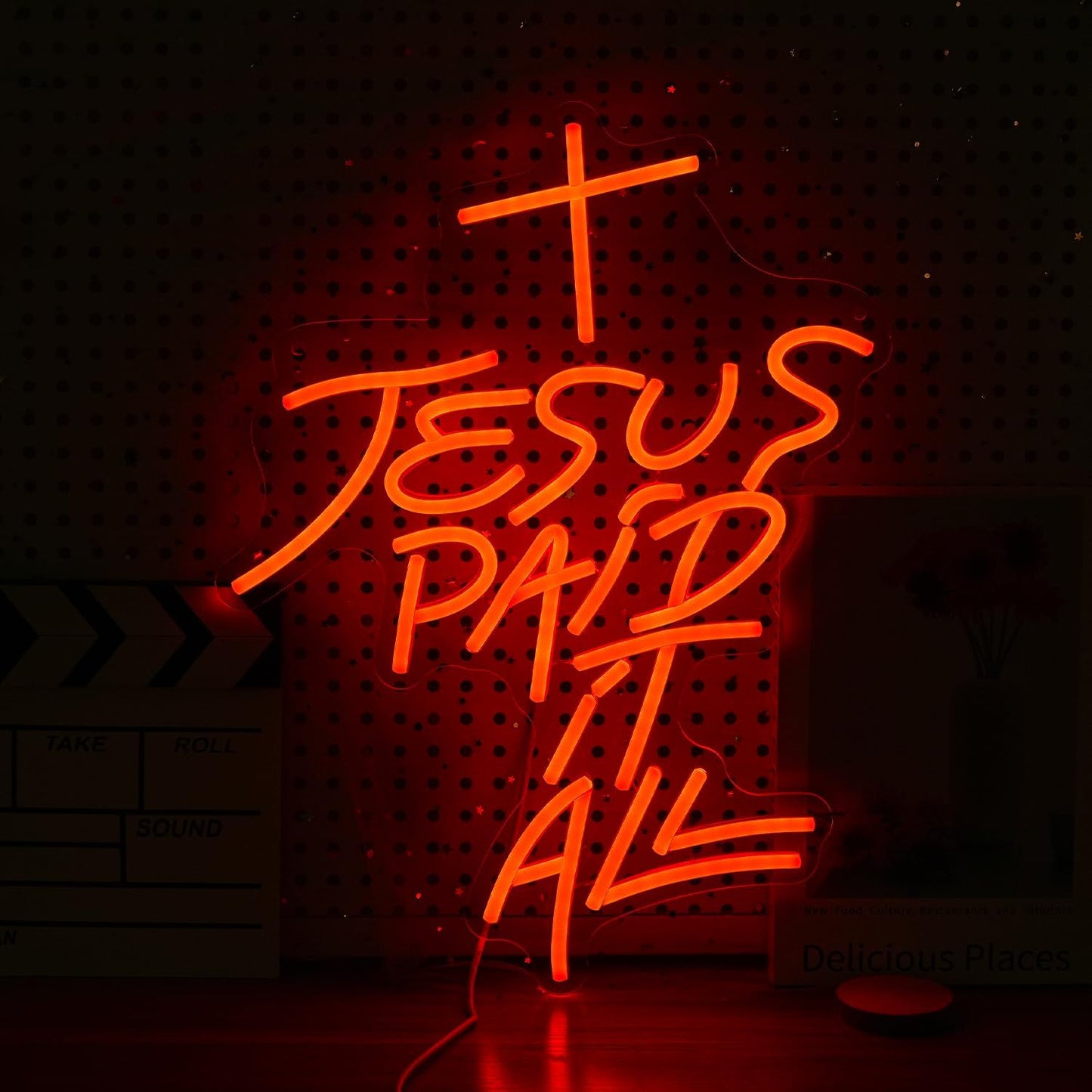 Jesus Paid It All Neon Sign for Wall Decor - Dimmable LED Light