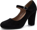 Women's Mary Jane Heels Closed Toe Chunky Heel Round Toe Pumps Jewelry