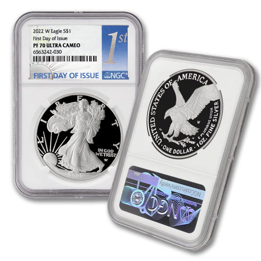 2022 W 1 oz Proof American Silver Eagle Coin - PF70 Ultra Cameo