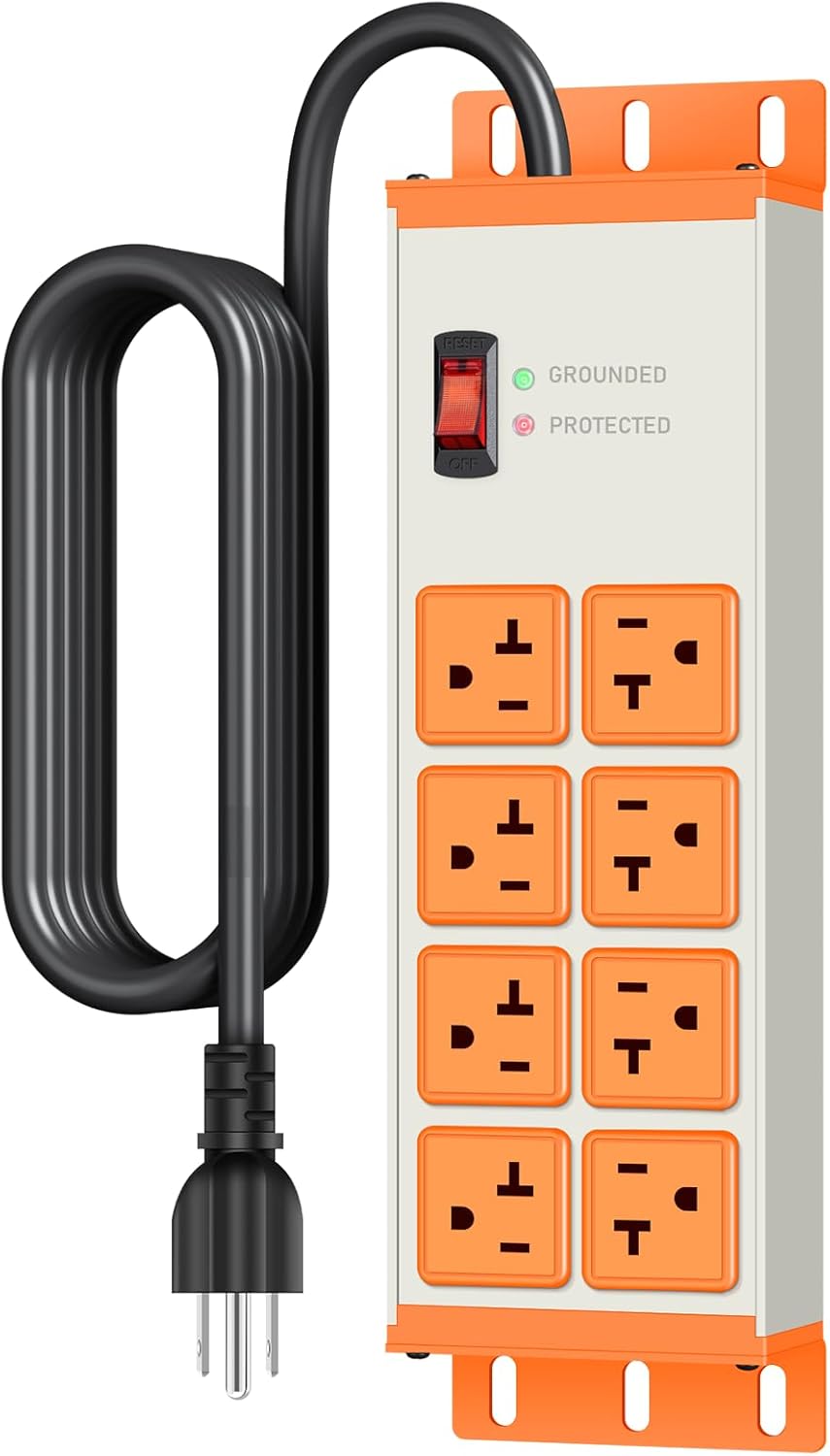 Heavy Duty 20 Amp Surge Protector with 10 FT Extension Cord