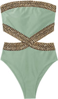 Women's Strapless Stitch Detail One Piece Swimsuit - Flattering Fit