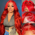 30 Inch Red Wig Human Hair 13x4 Lace Front - Full Body Wave