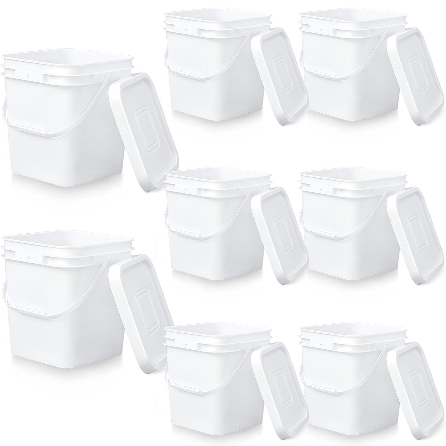 Mumufy 8 Pcs 3.5 Gallon Square Food Grade Bucket with Lid