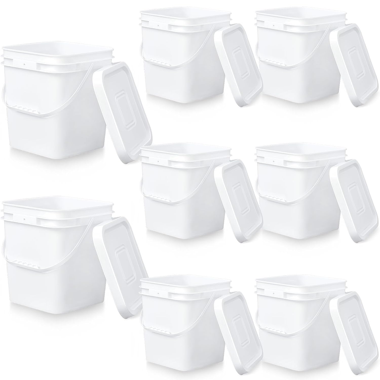 Mumufy 8 Pcs 3.5 Gallon Square Food Grade Bucket with Lid