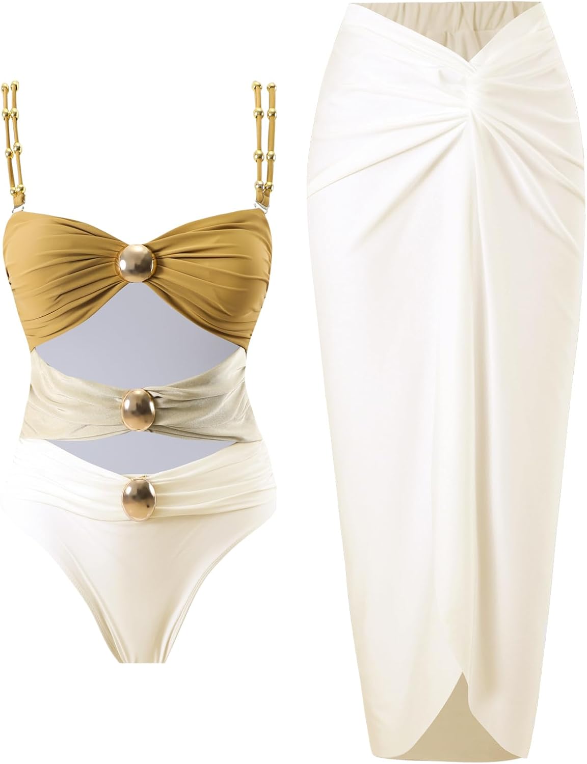 Women's One Piece Swimsuit with Cover Up Set for Beach Fun