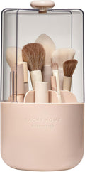 360 Rotating Makeup Brush Holder 7-Compartment - Pink Dustproof