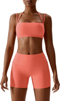 Workout Sets for Women 2 Piece Twist Front Halter Sports Bra & Biker