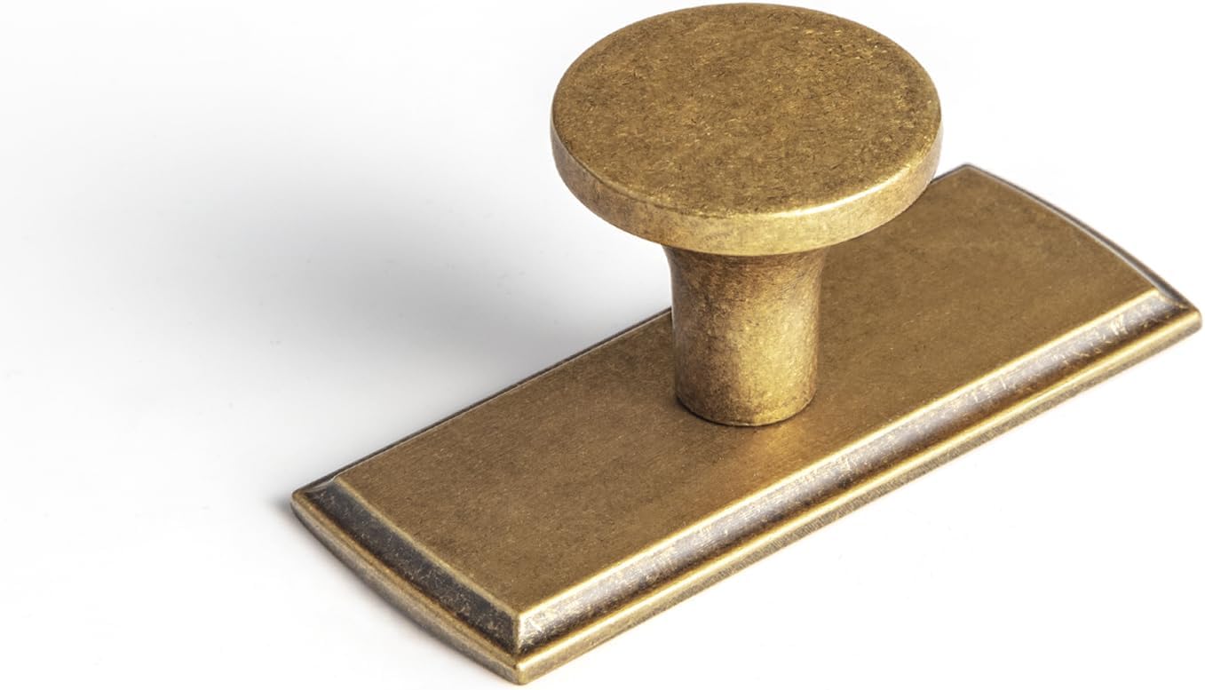 Goo-Ki Antique Brass Cabinet Knob with Backplate for Elegance