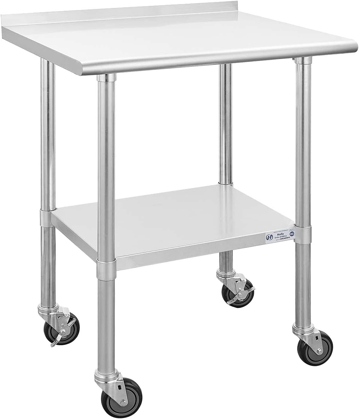 Hally Stainless Steel Table for Prep & Work with Wheels