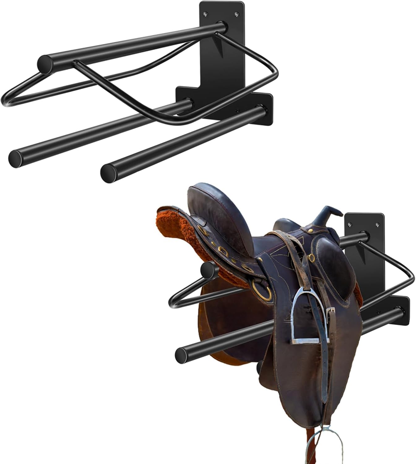 2Pcs Heavy Duty Saddle Rack with Double Pad Bar for Storage