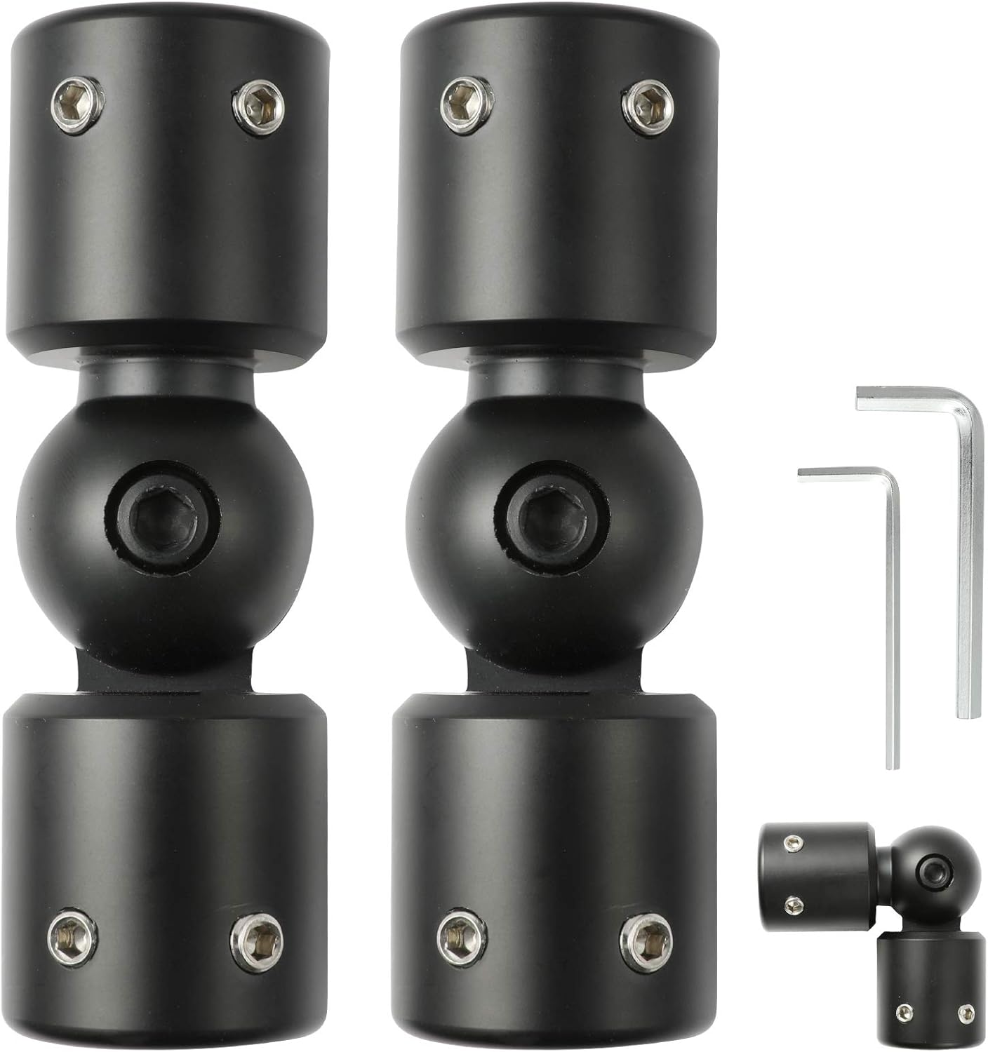 Bay Window Curtain Rod Corner Connectors - Set of 2,Black