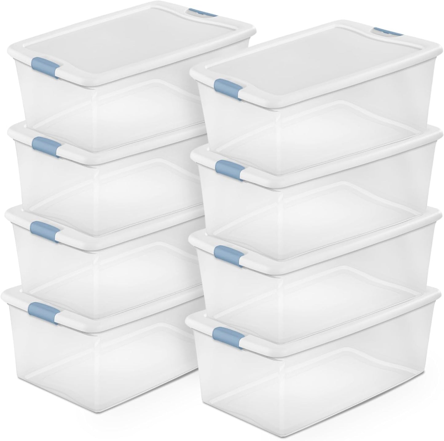 Sterilite 8-Pack Latching Box for Under Bed Storage Solutions