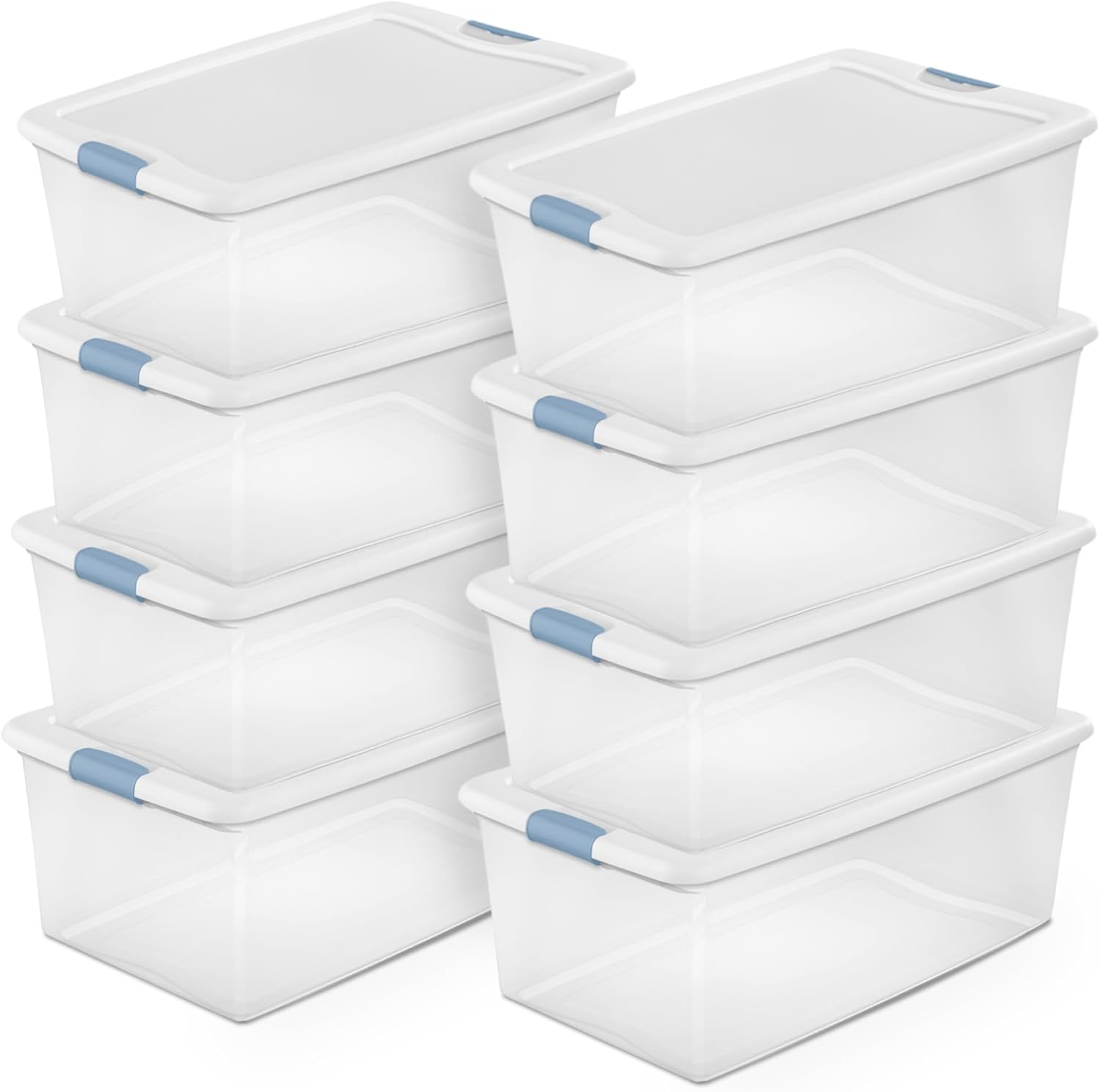 Sterilite 8-Pack Latching Box for Under Bed Storage Solutions