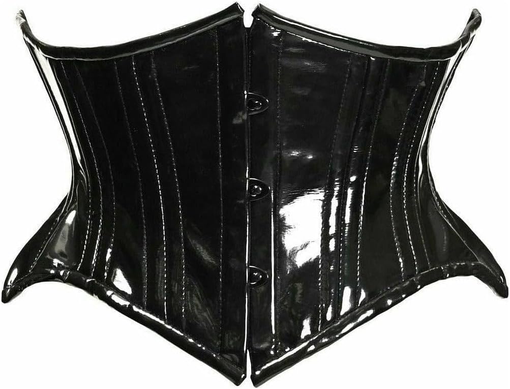 Daisy Corsets Women's Black Patent PVC Double Steel Boned Cincher