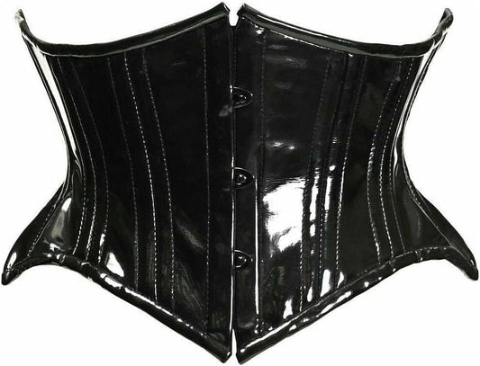 Daisy Corsets Women's Black Patent PVC Double Steel Boned Cincher