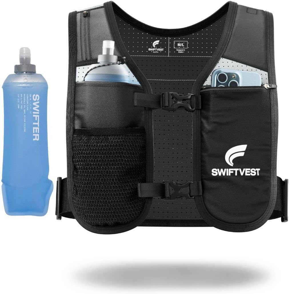 Running Phone Holder Vest with 6 Pockets and Water Bottle