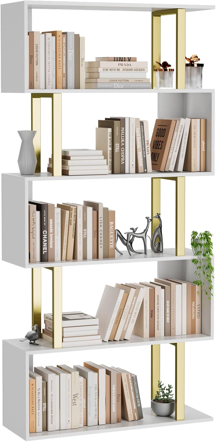 Gadroad 5 Tier Geometric Bookcase for Stylish Home Storage