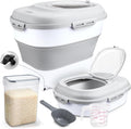 Rice Storage Bin Cereal Container - Collapsible 13-50lb Food Dispenser