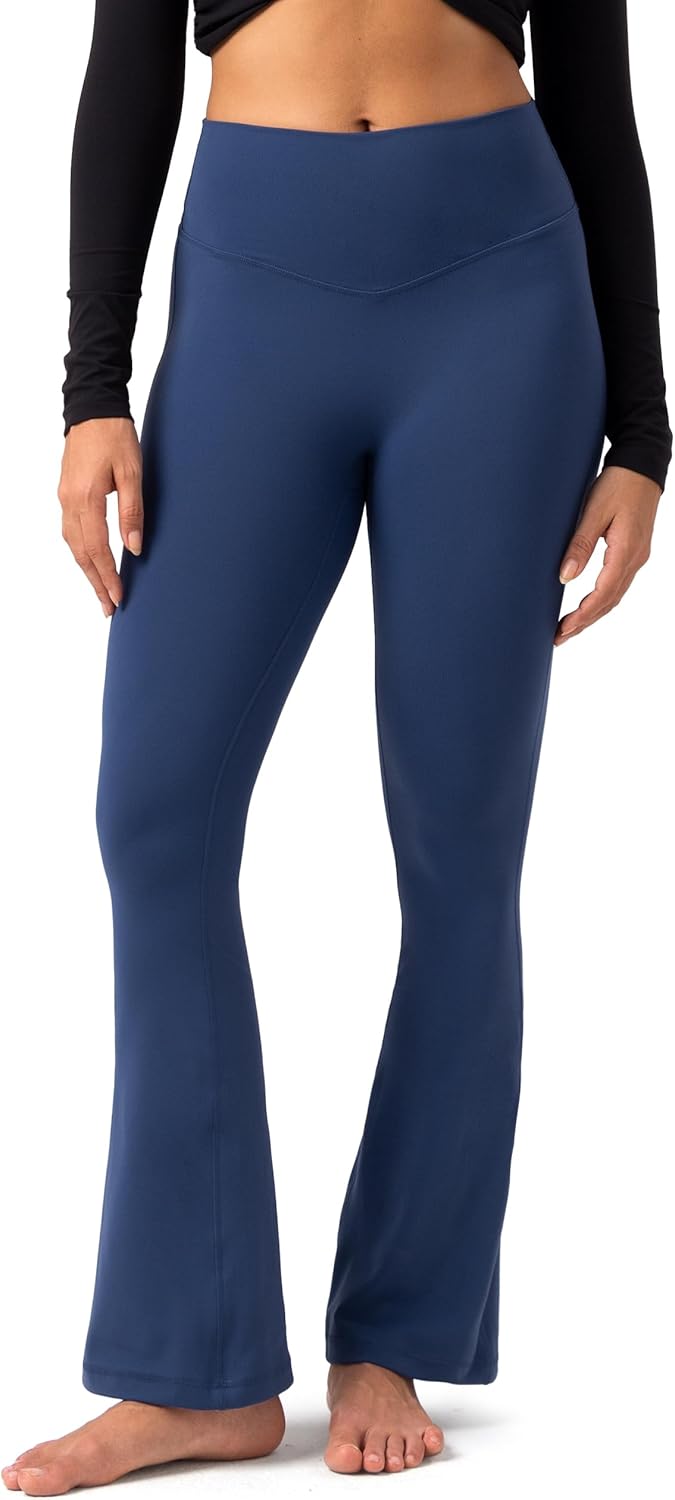 Colorfulkoala No Front Seam Flare Leggings for Women Workout