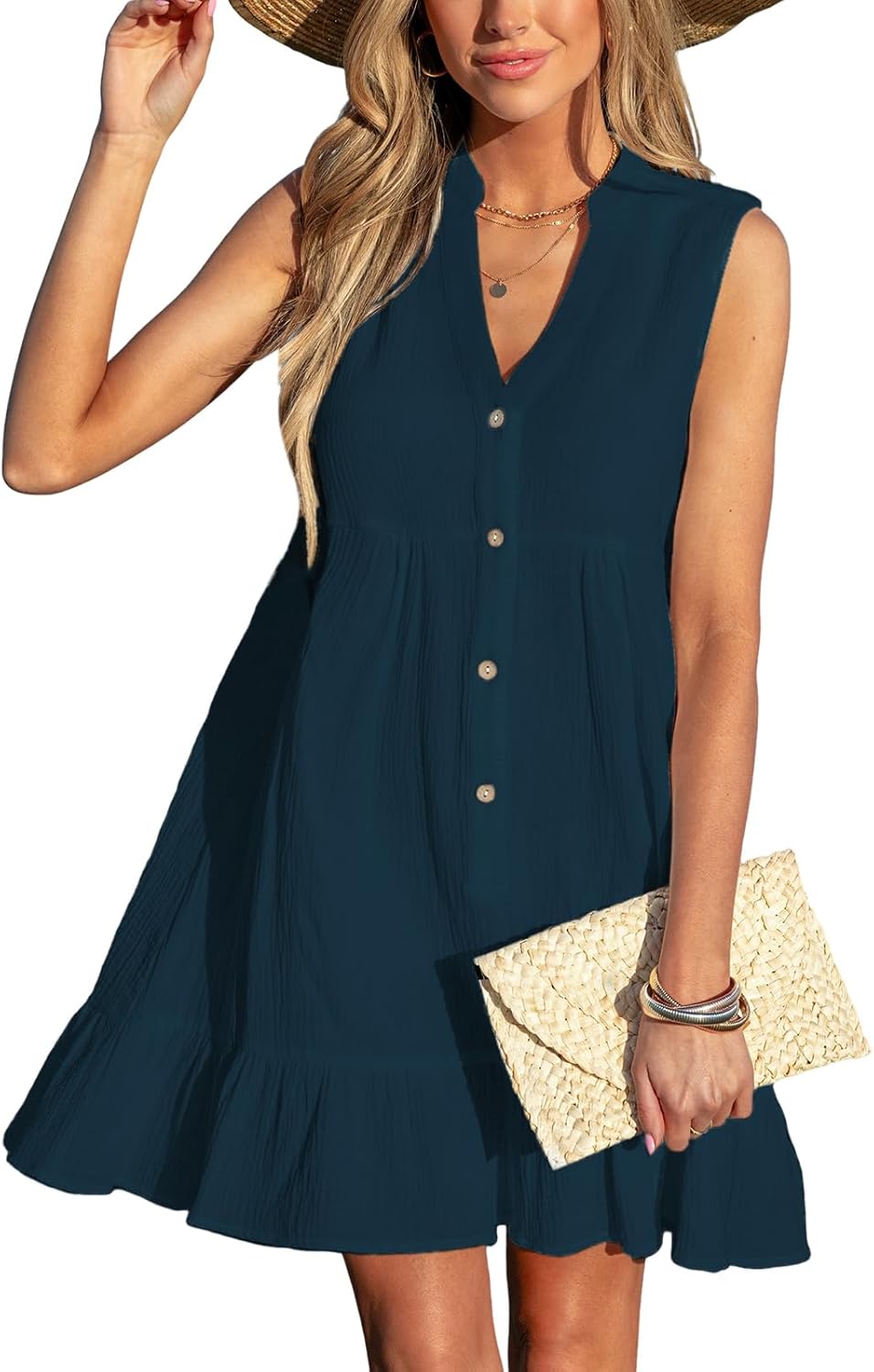 CUPSHE Women Swimsuit Coverup: Ruffle Hem Beach Dress