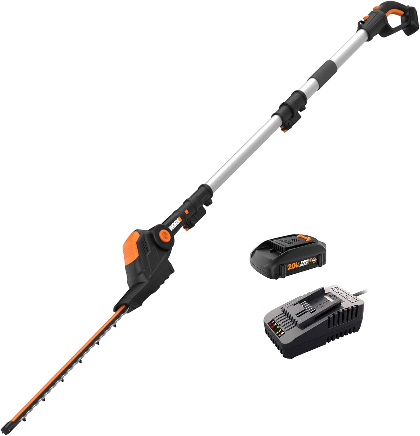 WORX WG252 20V 2-in-1 Hedge Trimmer with Adjustable Head
