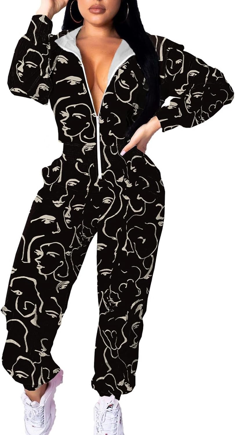 EOSIEDUR Women's Pullover Hoodies Jumpsuit Set for Casual Wear