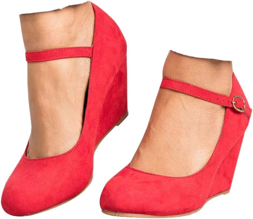 Coutgo Womens Wedge Shoes Closed Toe Mary Jane Pumps for Style
