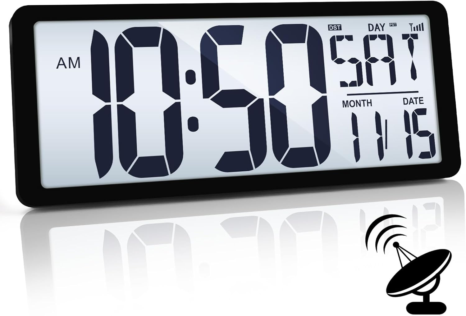 TXL Atomic Clock with Backlight - 14.2in Large Digital Display
